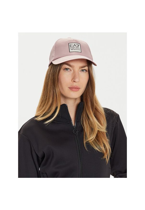 Czapka z daszkiem EA7 Emporio Armani. Kolor: różowy