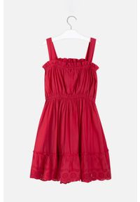 Mayoral - Sukienka dziecięca 128-167 cm. Kolor: różowy. Materiał: bawełna, dzianina. Długość rękawa: na ramiączkach. Wzór: gładki. Typ sukienki: rozkloszowane. Długość: mini #3