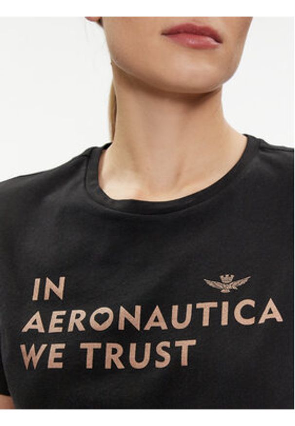 Aeronautica Militare T-Shirt 241TS2233DJ510 Czarny Regular Fit. Kolor: czarny. Materiał: bawełna