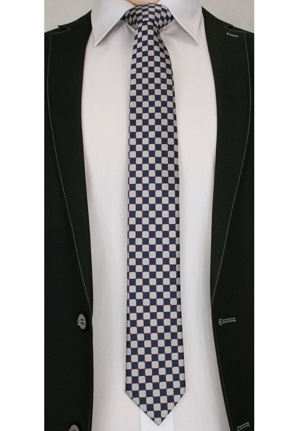 Oryginalny, Męski Krawat w Szachownicę - 6,7 cm - Chattier, Wielokolorowy. Kolor: wielokolorowy. Materiał: tkanina. Styl: wizytowy, elegancki