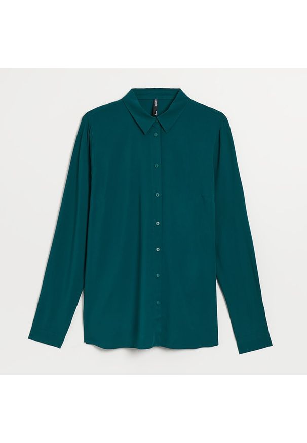 House - Gładka koszula z wiskozy turkusowa - Turkusowy. Kolor: turkusowy. Materiał: wiskoza. Wzór: gładki