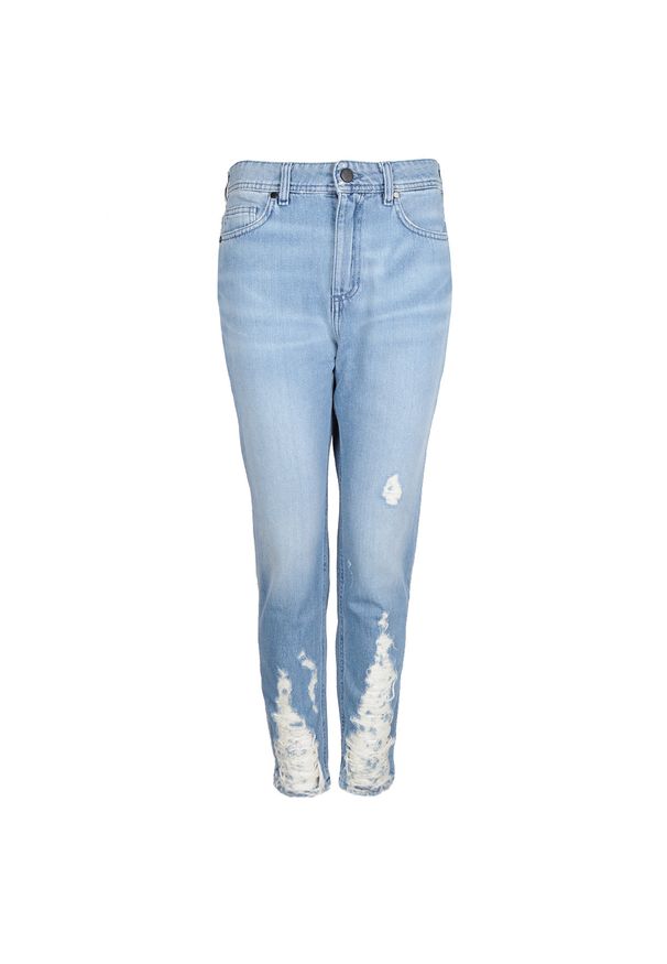 Versace Jeans Spodnie "New Tapered". Okazja: na co dzień. Stan: podwyższony. Materiał: denim. Wzór: aplikacja. Styl: casual