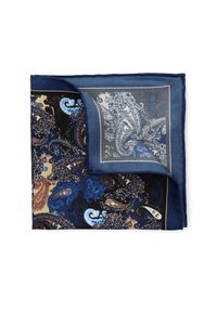 Lancerto - Poszetka Granatowa Paisley. Kolor: niebieski. Materiał: tkanina, jedwab, materiał. Wzór: paisley #1