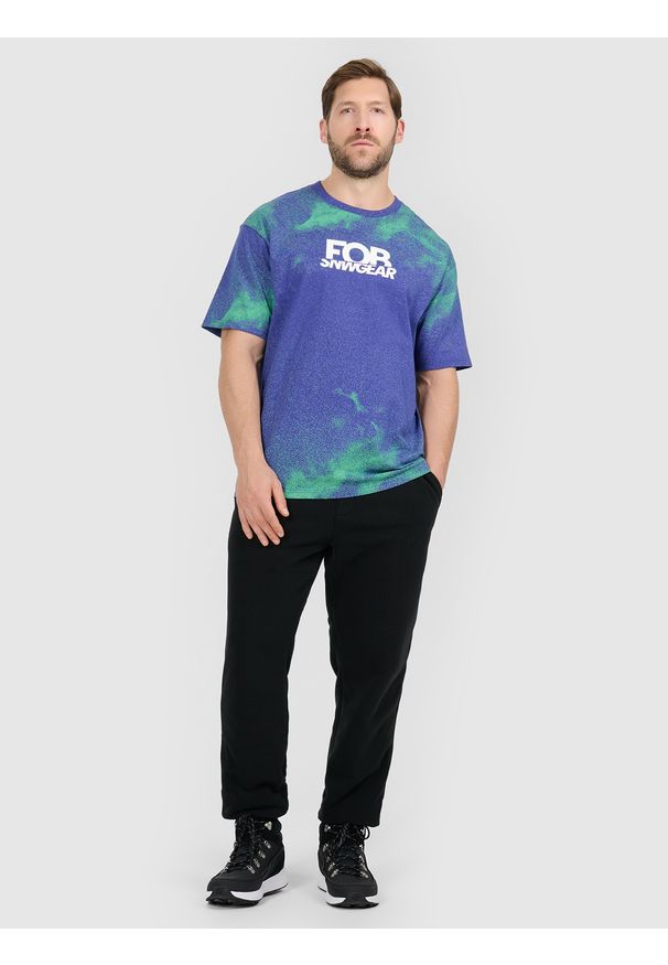 4f - 4F T-shirt loose z nadrukiem męski - fioletowy M. Okazja: na co dzień. Kolor: fioletowy. Materiał: materiał. Wzór: nadruk. Styl: casual, klasyczny