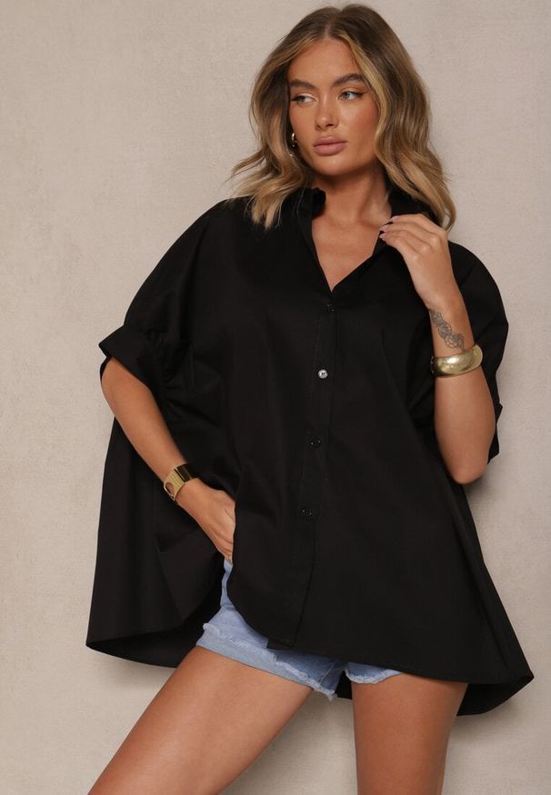 Renee - Czarna Koszula z Bawełny Oversize Zienessa. Okazja: na co dzień. Kolor: czarny. Materiał: bawełna. Styl: elegancki, casual