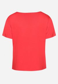 Born2be - Czerwony Klasyczny T-shirt z Koronką przy Dekolcie Fioma. Okazja: na spotkanie biznesowe. Kolor: czerwony. Materiał: koronka. Wzór: koronka. Styl: klasyczny #3