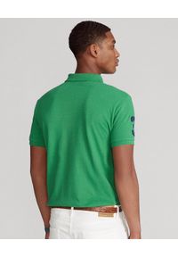Ralph Lauren - RALPH LAUREN - Zielona koszulka polo Custom Slim Fit. Typ kołnierza: polo. Kolor: zielony. Materiał: bawełna, prążkowany. Długość: długie. Wzór: haft #3