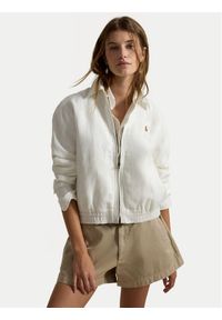 Polo Ralph Lauren Kurtka przejściowa 211938915007 Biały Relaxed Fit. Typ kołnierza: polo. Kolor: biały. Materiał: len #1
