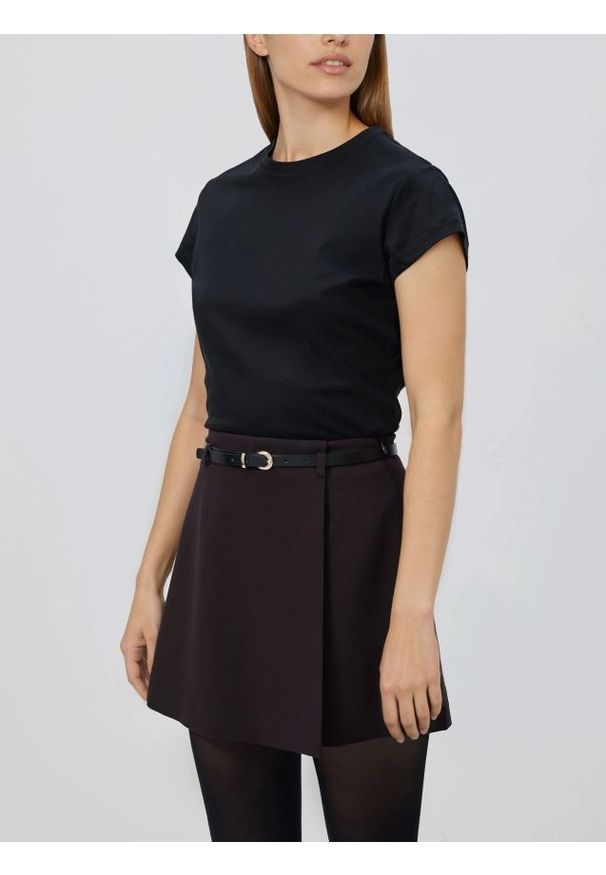 Reserved - Spódnico-szorty z paskiem - ciemnobrązowy. Kolor: brązowy. Materiał: tkanina, wiskoza