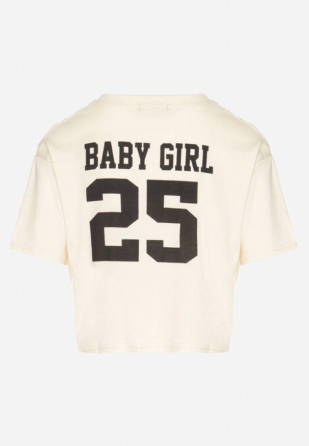 Born2be - Jasnożółty Bawełniany T-shirt Oversize o Krótkim Kroju Zariona. Okazja: na co dzień. Kolor: żółty. Materiał: bawełna. Długość: krótkie. Wzór: aplikacja. Styl: elegancki, klasyczny, casual