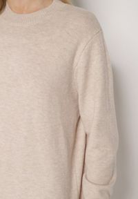 Born2be - Beżowy Casualowy Sweter z Wełną i Bawełną Nedalla. Okazja: na co dzień. Kolor: beżowy. Materiał: wełna, bawełna. Długość rękawa: długi rękaw. Długość: długie. Styl: casual #4