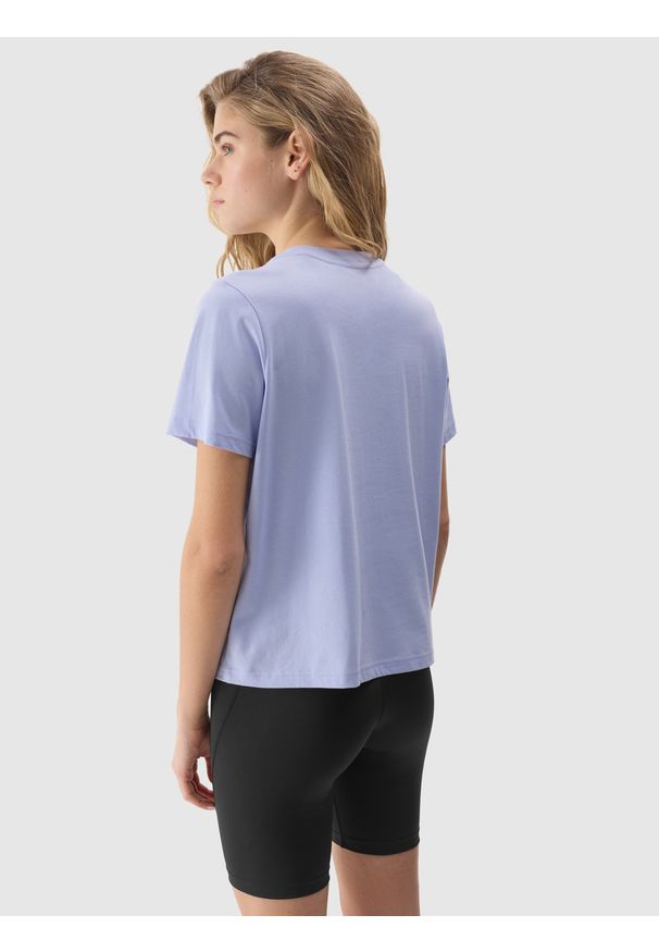4f - 4F T-shirt gładki z bawełną organiczną damski - niebieski M. Okazja: na co dzień. Kolor: niebieski. Materiał: bawełna. Wzór: gładki. Sezon: lato. Styl: sportowy, casual