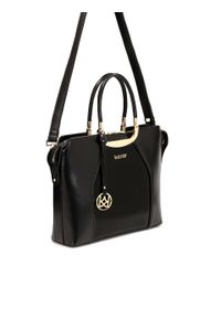 Kazar - Czarna biznesowa torebka z łączonych skór. Kolor: czarny. Materiał: lakierowane, skórzane. Styl: biznesowy #2