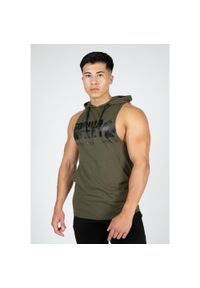 GORILLA WEAR - Bezrękawnik fitness męski Gorilla Wear Rogers Hooded Tank Top z kapturem. Typ kołnierza: kaptur. Kolor: zielony. Długość rękawa: bez rękawów