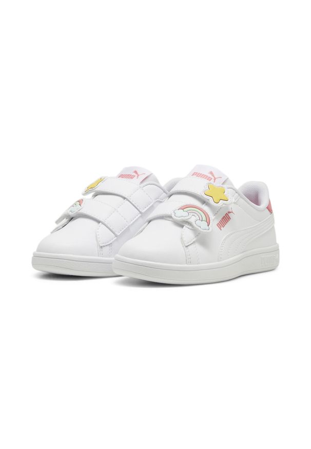 Puma - Dziecięce sneakersy PUMA Smash 3.0 Badges PUMA White Passionfruit Pink. Kolor: różowy, biały, wielokolorowy. Sport: bieganie