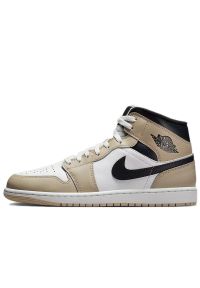 Buty męskie Air Jordan 1 Mid DQ8426-153 - biało-beżowe. Kolor: biały, wielokolorowy, beżowy. Materiał: guma, syntetyk, skóra, materiał. Szerokość cholewki: normalna
