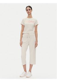 DKNY Sport T-Shirt DP5T1193 Beżowy Regular Fit. Kolor: beżowy. Materiał: bawełna. Styl: sportowy #4