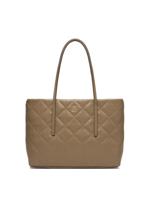 Calvin Klein Torebka Quilted Small Tote LV04F3325G Beżowy. Kolor: beżowy. Materiał: skórzane