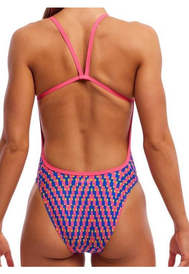 FUNKITA - Damski strój do pływania Funkita Daily Steps - High Leg. Kolor: wielokolorowy, fioletowy