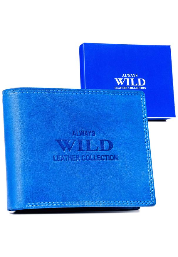 ALWAYS WILD - Portfel skórzany Always Wild AW-N5-MAL niebieski. Kolor: niebieski. Materiał: skóra