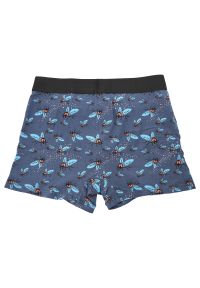 Granatowe Męskie Bokserki Muchy Redo. Kolor: niebieski. Materiał: bawełna, elastan, tkanina. Wzór: aplikacja #3