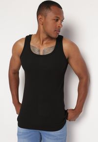 Born2be - Czarna Klasyczna Koszulka Bez Rękawów Tank Top Clecotia. Kolor: czarny. Długość rękawa: bez rękawów