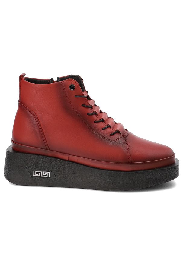 Czerwone Botki Artiker Modne Obuwie Damskie. Kolor: czerwony. Materiał: jeans, materiał. Sezon: zima, jesień. Styl: elegancki