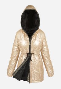 Born2be - Złota Kurtka Pikowana Bemius. Kolor: złoty. Materiał: wełna, materiał. Długość: długie #6