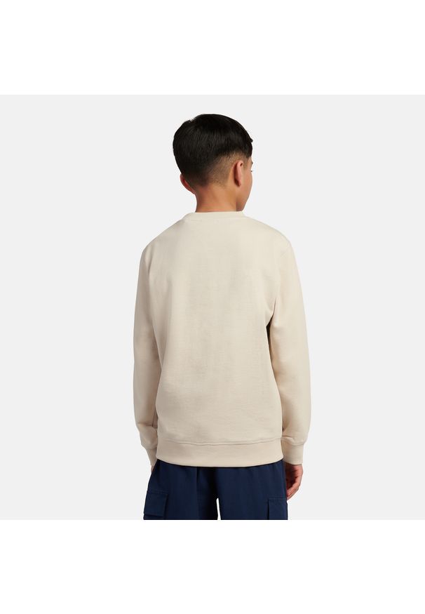 Bluza dziecięca New Balance LAKB0055TWF – beżowa. Kolor: beżowy. Materiał: poliester, bawełna. Styl: sportowy