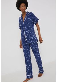 Answear Lab piżama damska. Kolor: niebieski. Materiał: tkanina. Długość: krótkie