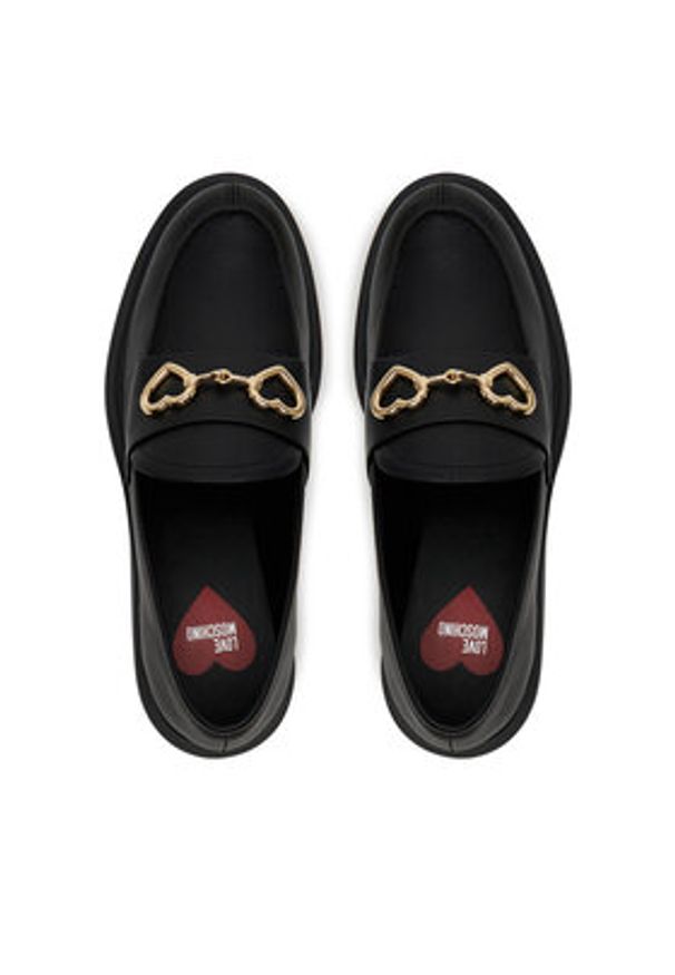 Love Moschino - LOVE MOSCHINO Loafersy JA10394G1MIA0000 Czarny. Kolor: czarny. Materiał: skóra
