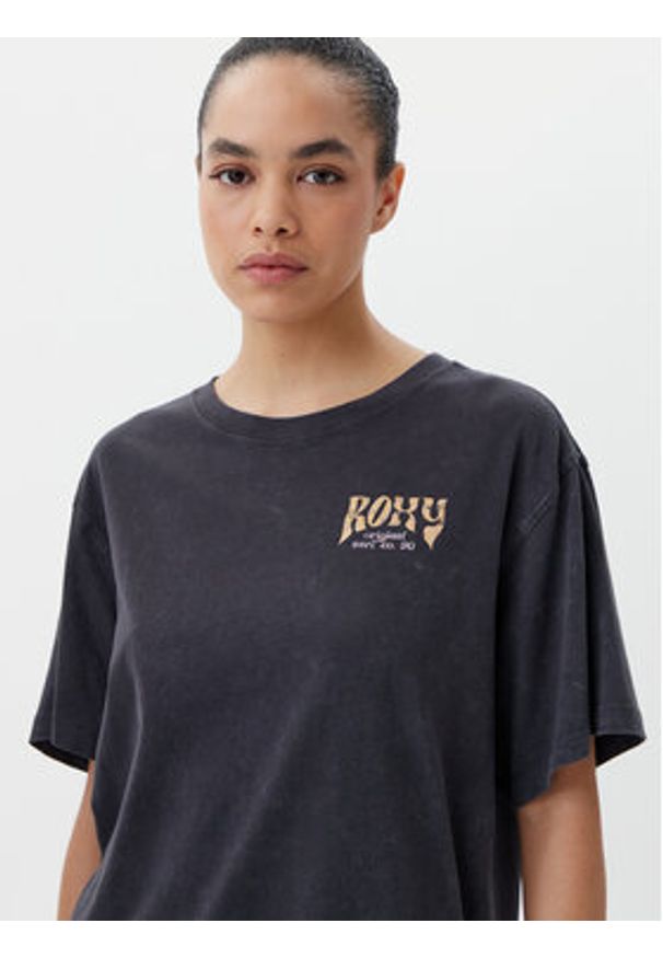 Roxy T-Shirt ERJZT05905 Szary Oversize. Kolor: szary. Materiał: bawełna