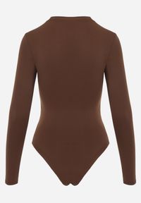 Born2be - Ciemnobrązowe Body Maerane. Kolor: brązowy. Materiał: jeans. Długość rękawa: długi rękaw. Długość: długie. Styl: klasyczny #8