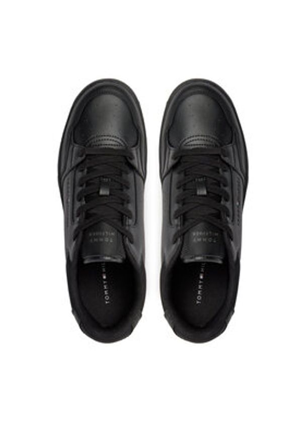 TOMMY HILFIGER - Tommy Hilfiger Sneakersy Th Basket Core Leather Ess FM0FM05040 Czarny. Kolor: czarny. Materiał: skóra