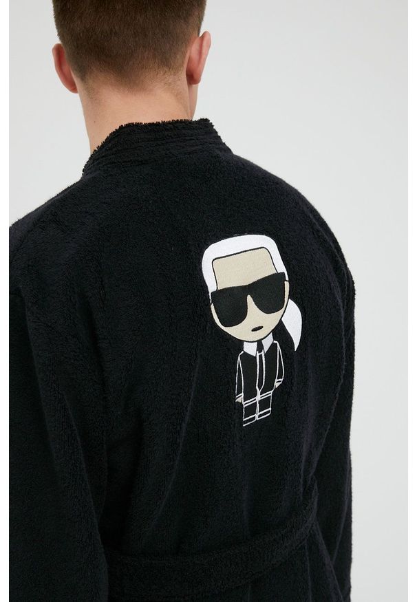 Karl Lagerfeld szlafrok kolor czarny. Kolor: czarny. Materiał: materiał, bawełna