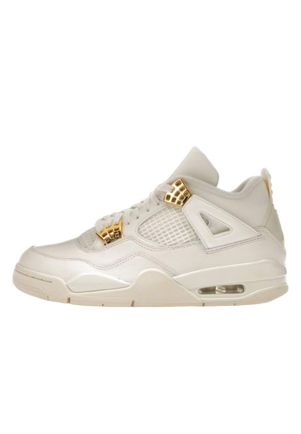 Buty do chodzenia dla dorosłych Air Jordan 4 Retro Metallic Gold. Kolor: biały. Sport: turystyka piesza