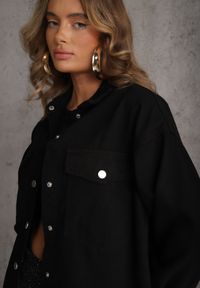 Renee - Czarna Jeansowa Kurtka Koszulowa z Bawełny z Kieszeniami Desreta. Kolor: czarny. Materiał: bawełna, jeans #7
