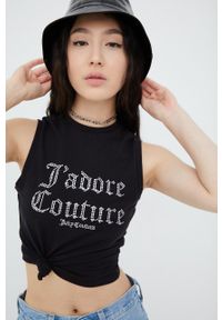 Juicy Couture top damski kolor czarny. Kolor: czarny. Wzór: aplikacja #4