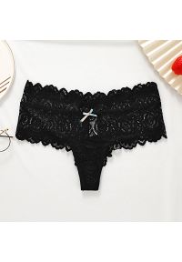 Intica - Stringi koronkowe z szerokim pasem na co dzień i okazje Chandrima. Kolor: czarny. Materiał: koronka. Wzór: koronka