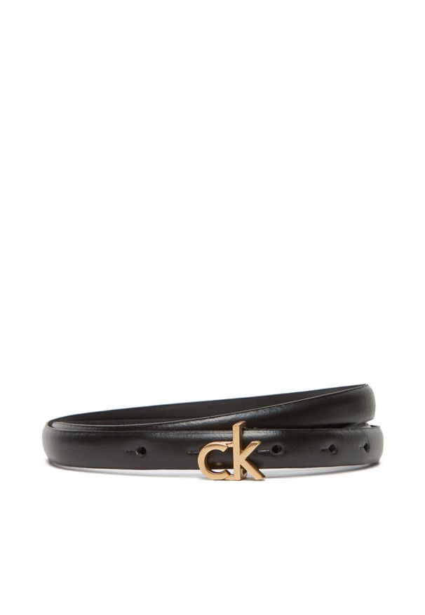Calvin Klein Pasek Damski Ck Buckle Skinny Belt 15Mm LV04F7034G Czarny. Kolor: czarny. Materiał: skóra