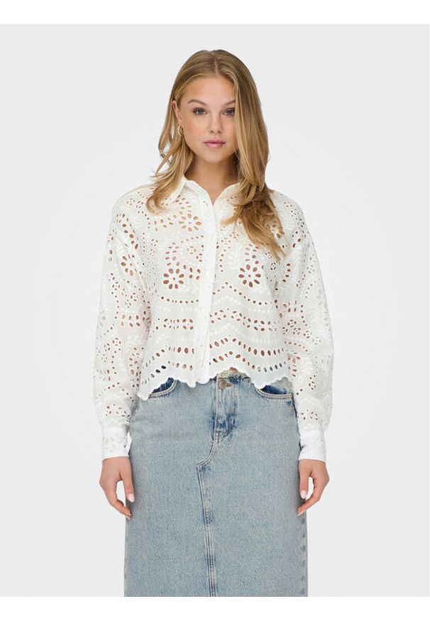 only - ONLY Koszula Bobby 15314566 Biały Cropped Fit. Kolor: biały. Materiał: bawełna