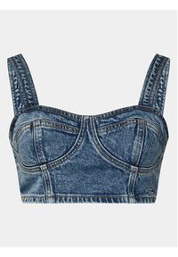Tommy Jeans Top DW0DW17065 Niebieski Slim Fit. Kolor: niebieski. Materiał: bawełna