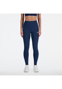 Legginsy damskie New Balance WP41237NNY – granatowe. Stan: podwyższony. Kolor: niebieski. Materiał: materiał, poliester. Sport: fitness