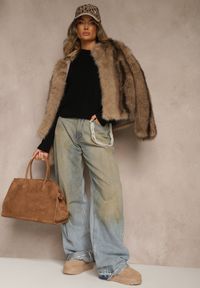 Renee - Czarny Casualowy Sweter z Wełną i Wiskozą Lussare. Okazja: na co dzień. Kolor: czarny. Materiał: wełna, wiskoza. Styl: casual #4