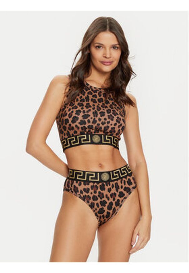 VERSACE - Versace Biustonosz top 1008598 1A12311 Brązowy Slim Fit. Kolor: brązowy. Materiał: bawełna