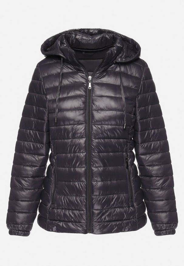 Born2be - Ciemnoszara Kurtka Pikowana z Odpinanym Katurem Rilevama. Kolor: szary. Styl: elegancki