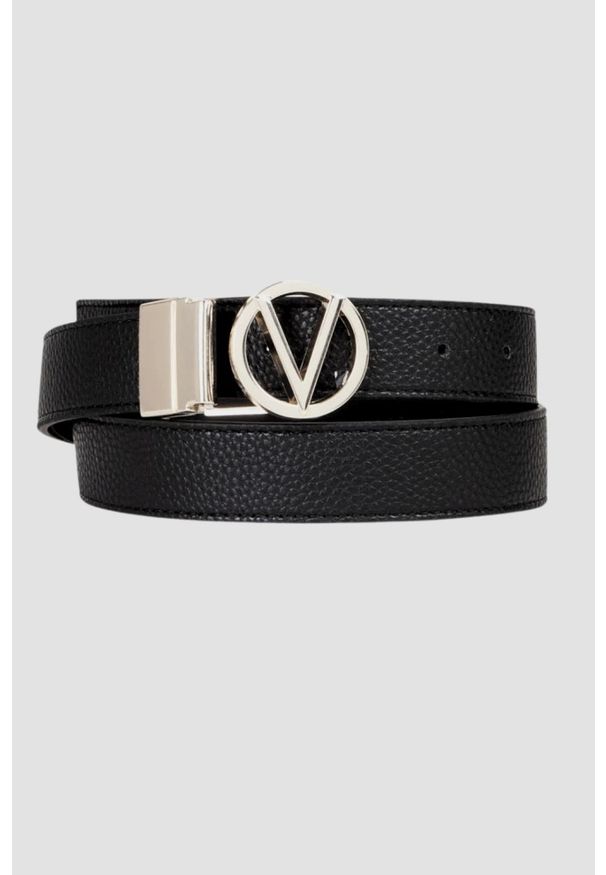 Valentino by Mario Valentino - VALENTINO Czarny pasek Roof Plaque Buckle Belt. Kolor: czarny