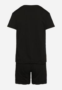 Born2be - Czarny Bawełniany Komplet na Lato T-shirt i Szorty z Nadrukiem Emorals. Kolor: czarny. Materiał: bawełna. Wzór: nadruk #6