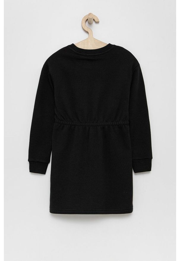 Calvin Klein Jeans Sukienka dziecięca kolor czarny mini prosta. Okazja: na co dzień. Kolor: czarny. Długość rękawa: długi rękaw. Wzór: nadruk. Typ sukienki: proste. Styl: casual. Długość: mini