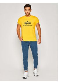 Alpha Industries T-Shirt Basic 100501 Żółty Regular Fit. Kolor: żółty. Materiał: bawełna #4